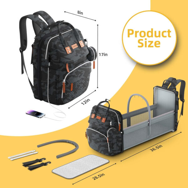 Diaper Bag Backpack with Changing Station, Large Diaper Bag, Baby Bag, Multifunctional Diaper Bag, Gray