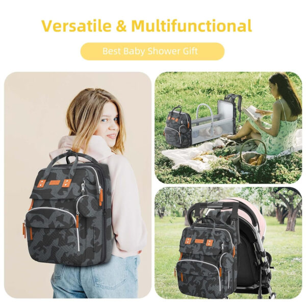 Diaper Bag Backpack with Changing Station, Large Diaper Bag, Baby Bag, Multifunctional Diaper Bag, Gray