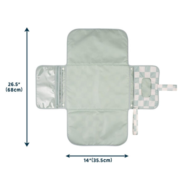 Tiny Twinkle Portable Diaper Changing Pad-Foldable Waterproof Changing Mat&Portable Changing Pad for Travel,Baby Changing Station with Smart Wipes Pocket&Storage (Sage Checkers)