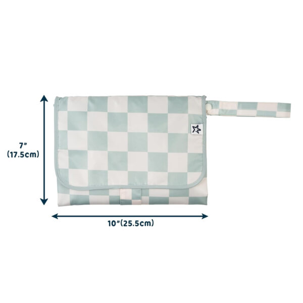 Tiny Twinkle Portable Diaper Changing Pad-Foldable Waterproof Changing Mat&Portable Changing Pad for Travel,Baby Changing Station with Smart Wipes Pocket&Storage (Sage Checkers)