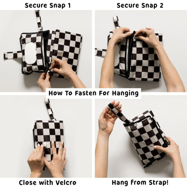 Tiny Twinkle Portable Diaper Changing Pad-Foldable Waterproof Changing Mat&Portable Changing Pad for Travel,Baby Changing Station with Smart Wipes Pocket&Storage (Sage Checkers)