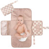 Tiny Twinkle Portable Diaper Changing Pad-Foldable Waterproof Changing Mat&Portable Changing Pad for Travel,Baby Changing Station with Smart Wipes Pocket&Storage (Sage Checkers)