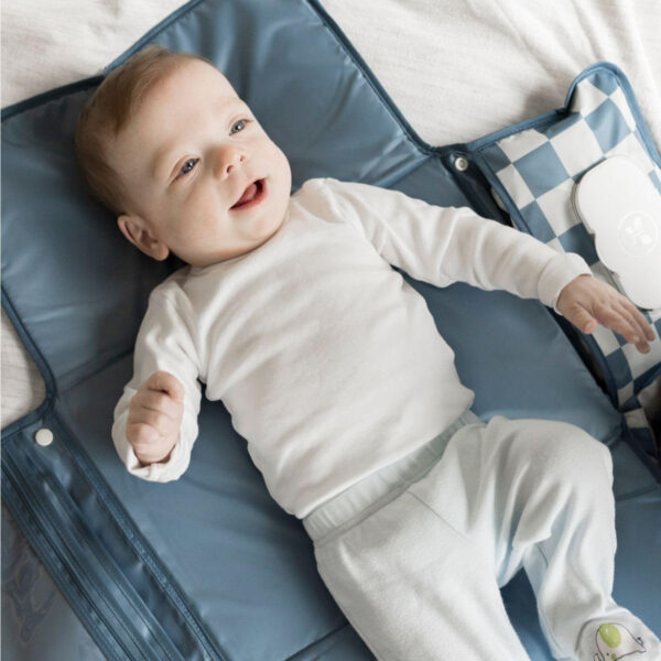 Tiny Twinkle Portable Diaper Changing Pad-Foldable Waterproof Changing Mat&Portable Changing Pad for Travel,Baby Changing Station with Smart Wipes Pocket&Storage (Sage Checkers)