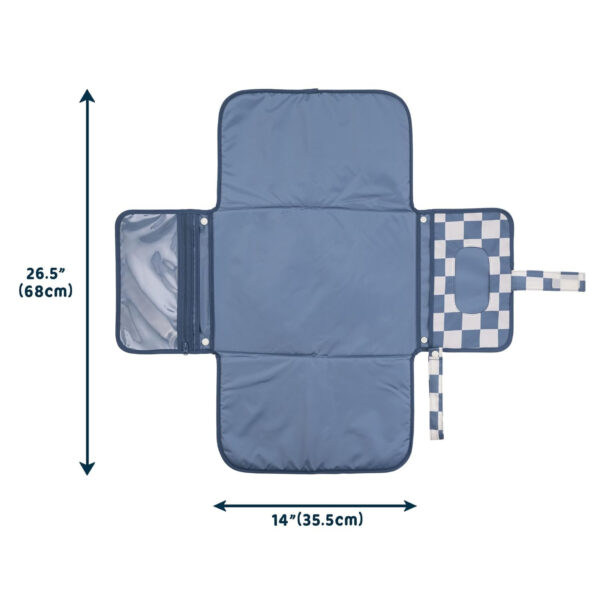 Tiny Twinkle Portable Diaper Changing Pad-Foldable Waterproof Changing Mat&Portable Changing Pad for Travel,Baby Changing Station with Smart Wipes Pocket&Storage (Sage Checkers)