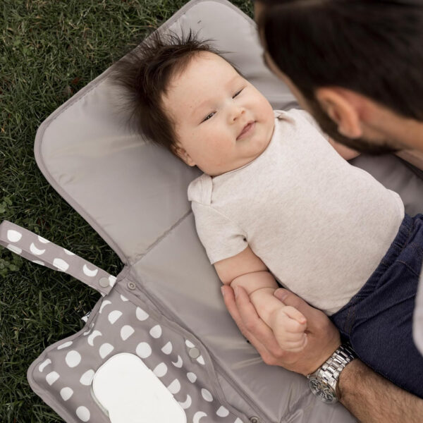 Tiny Twinkle Portable Diaper Changing Pad-Foldable Waterproof Changing Mat&Portable Changing Pad for Travel,Baby Changing Station with Smart Wipes Pocket&Storage (Sage Checkers)