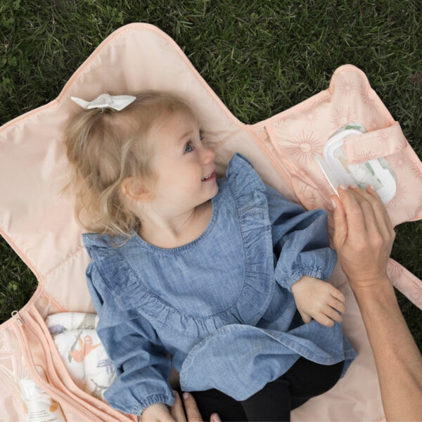 Tiny Twinkle Portable Diaper Changing Pad-Foldable Waterproof Changing Mat&Portable Changing Pad for Travel,Baby Changing Station with Smart Wipes Pocket&Storage (Sage Checkers)