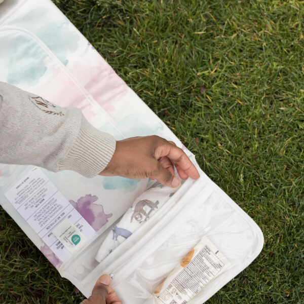 Tiny Twinkle Portable Diaper Changing Pad-Foldable Waterproof Changing Mat&Portable Changing Pad for Travel,Baby Changing Station with Smart Wipes Pocket&Storage (Sage Checkers)
