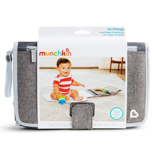 Munchkin® Go Change™ Portable Diaper Changing Kit with Changing Pad and Wipes Case, Grey