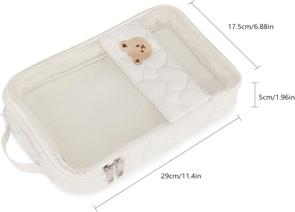 Baby Diaper Organizer - 2 Pack Waterproof Pouches, Mesh Bag, Reusable, Washable or Cloth Diapers (White)