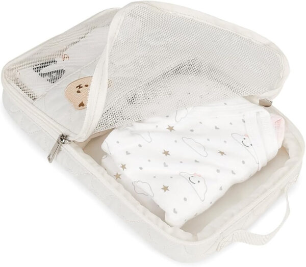 Baby Diaper Organizer - 2 Pack Waterproof Pouches, Mesh Bag, Reusable, Washable or Cloth Diapers (White)
