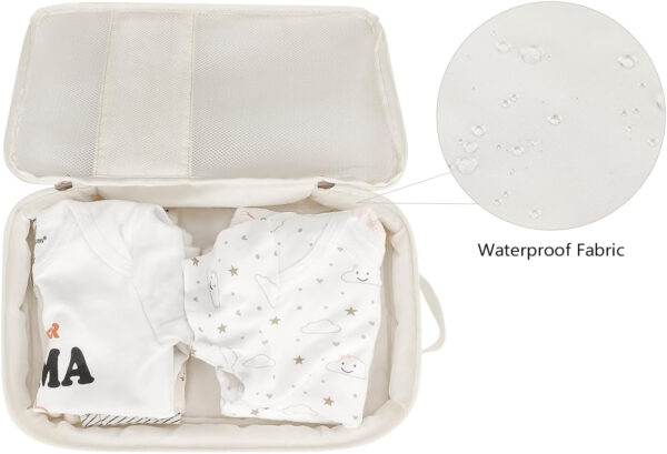 Baby Diaper Organizer - 2 Pack Waterproof Pouches, Mesh Bag, Reusable, Washable or Cloth Diapers (White)