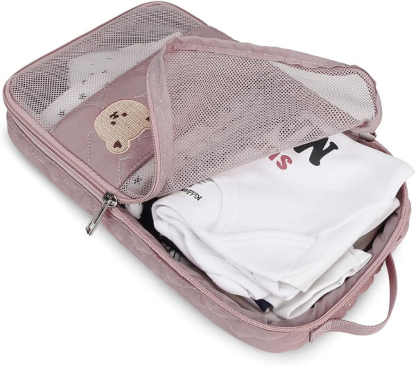 Baby Diaper Organizer - 2 Pack Waterproof Pouches, Mesh Bag, Reusable, Washable or Cloth Diapers (White)