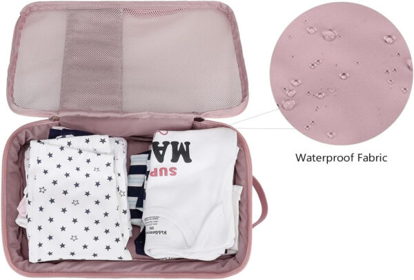 Baby Diaper Organizer - 2 Pack Waterproof Pouches, Mesh Bag, Reusable, Washable or Cloth Diapers (White)