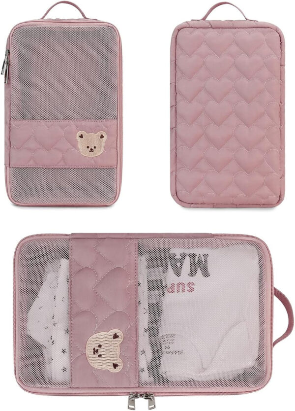 Baby Diaper Organizer - 2 Pack Waterproof Pouches, Mesh Bag, Reusable, Washable or Cloth Diapers (White)