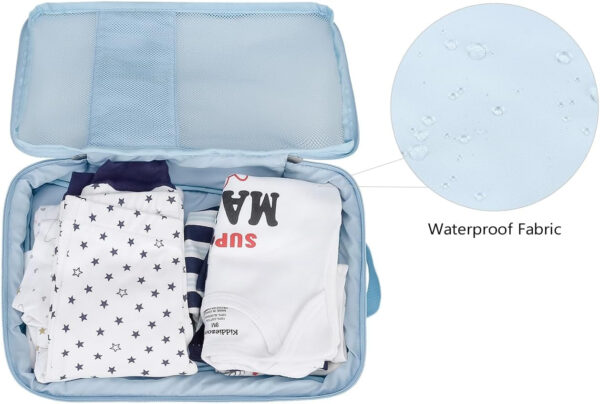 Baby Diaper Organizer - 2 Pack Waterproof Pouches, Mesh Bag, Reusable, Washable or Cloth Diapers (White)