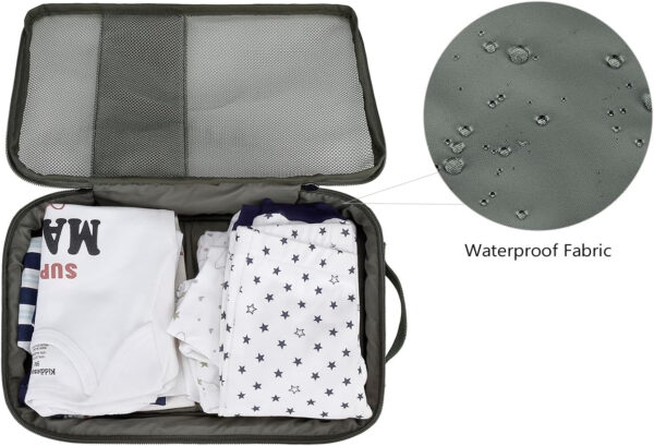 Baby Diaper Organizer - 2 Pack Waterproof Pouches, Mesh Bag, Reusable, Washable or Cloth Diapers (White)