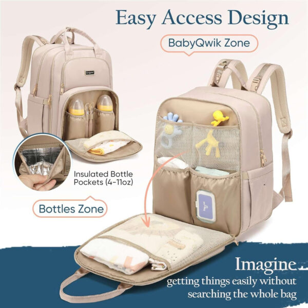 Diaper Bag Backpack - Extra Large Diaper Bag for Two Kids Twins (Expandable 30-38L) - Travel Baby Backpack with Changing Pad for Mom Dad (Quilted, Water Resistant, Brown Taupe)