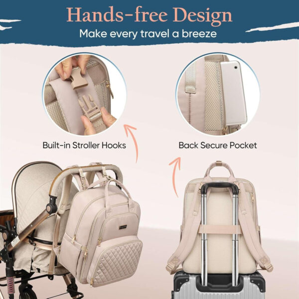 Diaper Bag Backpack - Extra Large Diaper Bag for Two Kids Twins (Expandable 30-38L) - Travel Baby Backpack with Changing Pad for Mom Dad (Quilted, Water Resistant, Brown Taupe)