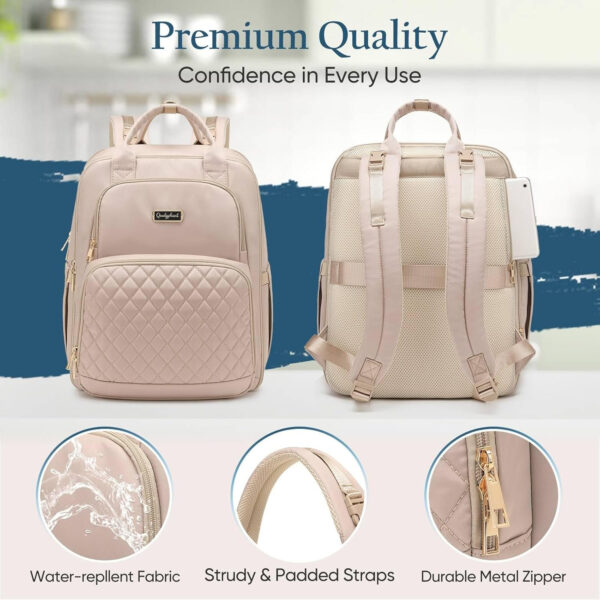 Diaper Bag Backpack - Extra Large Diaper Bag for Two Kids Twins (Expandable 30-38L) - Travel Baby Backpack with Changing Pad for Mom Dad (Quilted, Water Resistant, Brown Taupe)
