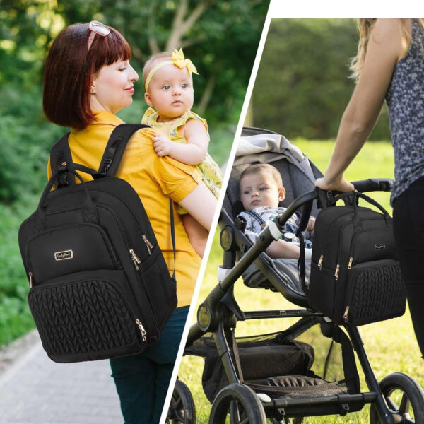 Diaper Bag Backpack - Extra Large Diaper Bag for Two Kids Twins (Expandable 30-38L) - Travel Baby Backpack with Changing Pad for Mom Dad (Quilted, Water Resistant, Brown Taupe)