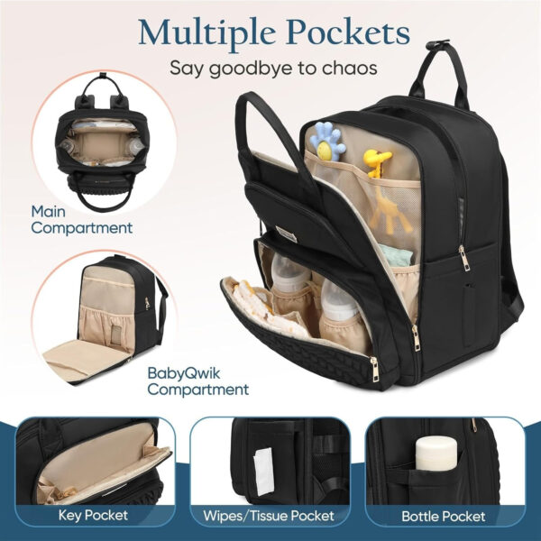 Diaper Bag Backpack - Extra Large Diaper Bag for Two Kids Twins (Expandable 30-38L) - Travel Baby Backpack with Changing Pad for Mom Dad (Quilted, Water Resistant, Brown Taupe)