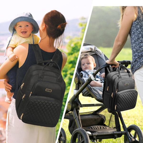 Diaper Bag Backpack - Extra Large Diaper Bag for Two Kids Twins (Expandable 30-38L) - Travel Baby Backpack with Changing Pad for Mom Dad (Quilted, Water Resistant, Brown Taupe)