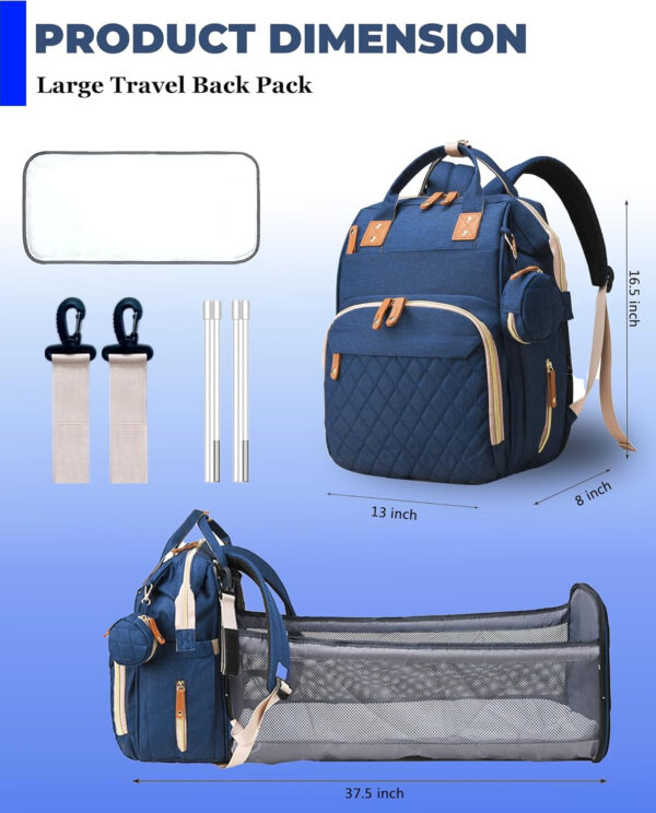 Diaper Bag with Changing Station, Waterproof 3 in 1 Baby Diaper Backpack with Foldable Changing Pad, Pink-Grey