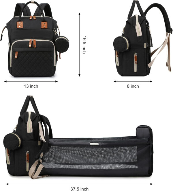 Diaper Bag with Changing Station, Waterproof 3 in 1 Baby Diaper Backpack with Foldable Changing Pad, Pink-Grey