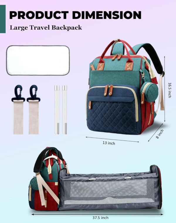 Diaper Bag with Changing Station, Waterproof 3 in 1 Baby Diaper Backpack with Foldable Changing Pad, Pink-Grey