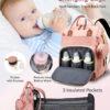 Diaper Bag with Changing Station, Waterproof 3 in 1 Baby Diaper Backpack with Foldable Changing Pad, Pink-Grey