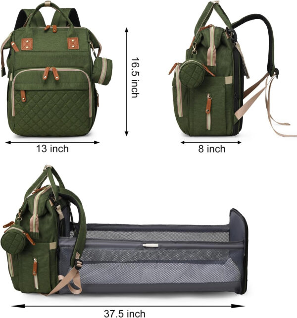 Diaper Bag with Changing Station, Waterproof 3 in 1 Baby Diaper Backpack with Foldable Changing Pad, Pink-Grey