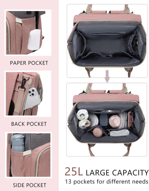 Diaper Bag Backpack with Changing Station: Pink Baby Toddler Bags for Girls Boys Women Large Big Travel Backpack Pañaleras Modernas Para Bebe Niña Newborn Essentials Mom Must Haves Baby Registry