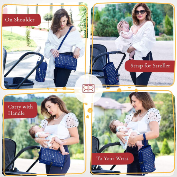 Premium Portable Diaper Changing Pad – CPC Certified Waterproof 2-in-1 Diaper Clutch & Changing Mat with Head Cushion – Bonus Insulated Bottle Bag – Travel Kit Gift for Baby Girls & Boys (Peach)