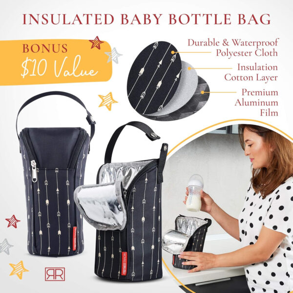 Premium Portable Diaper Changing Pad – CPC Certified Waterproof 2-in-1 Diaper Clutch & Changing Mat with Head Cushion – Bonus Insulated Bottle Bag – Travel Kit Gift for Baby Girls & Boys (Peach)