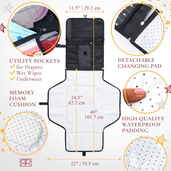 Premium Portable Diaper Changing Pad – CPC Certified Waterproof 2-in-1 Diaper Clutch & Changing Mat with Head Cushion – Bonus Insulated Bottle Bag – Travel Kit Gift for Baby Girls & Boys (Peach)