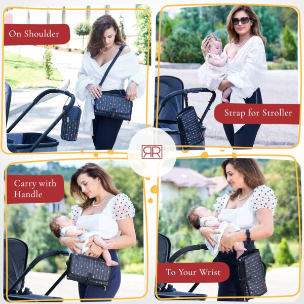 Premium Portable Diaper Changing Pad – CPC Certified Waterproof 2-in-1 Diaper Clutch & Changing Mat with Head Cushion – Bonus Insulated Bottle Bag – Travel Kit Gift for Baby Girls & Boys (Peach)