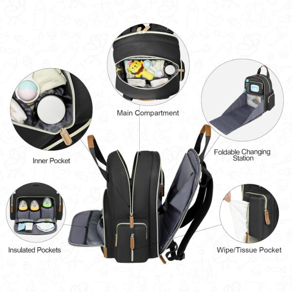 Diaper Bag Backpack with Changing Station, Baby Diaper Bag Organizer for Moms Dads Large Baby Changing Bags