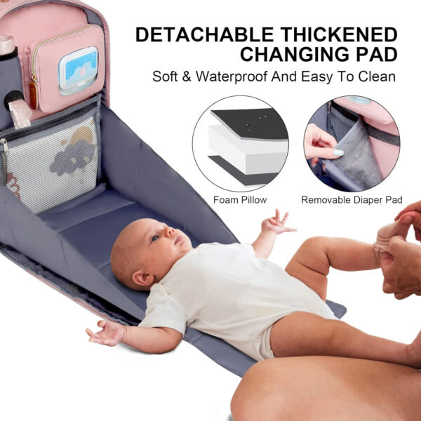 Diaper Bag Backpack with Changing Station, Baby Diaper Bag Organizer for Moms Dads Large Baby Changing Bags