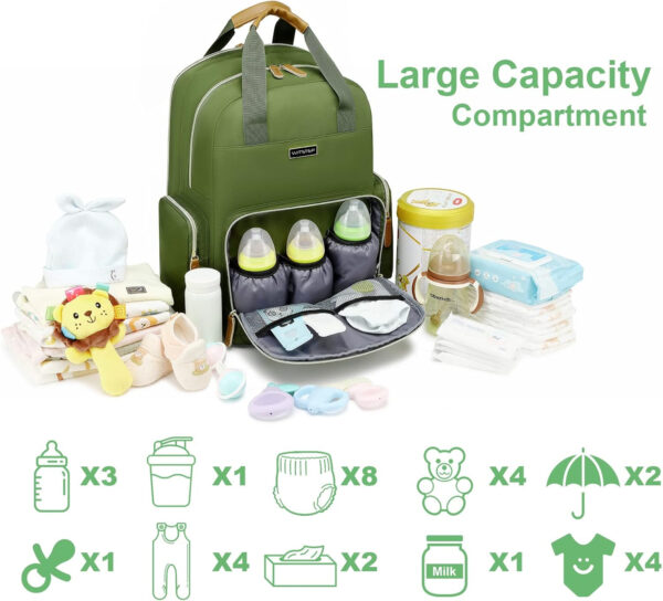 Diaper Bag Backpack with Changing Station, Baby Diaper Bag Organizer for Moms Dads Large Baby Changing Bags