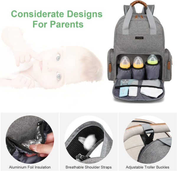 Diaper Bag Backpack with Changing Station, Baby Diaper Bag Organizer for Moms Dads Large Baby Changing Bags