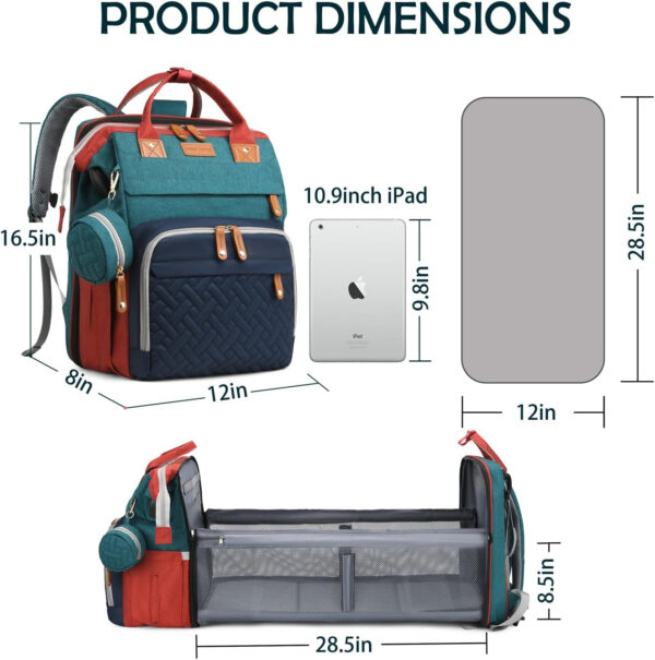 Diaper Bag Backpack, Multifunction Waterproof Diaper Bag for Baby, with Diaper Changing Station, Newborn Essentials Must Haves, Baby Portable Bag, Unisex, RGB