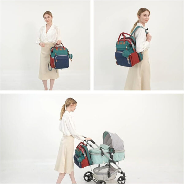 Diaper Bag Backpack, Multifunction Waterproof Diaper Bag for Baby, with Diaper Changing Station, Newborn Essentials Must Haves, Baby Portable Bag, Unisex, RGB