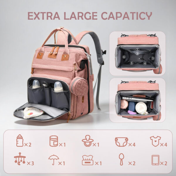 Diaper Bag Backpack, Multifunction Waterproof Diaper Bag for Baby, with Diaper Changing Station, Newborn Essentials Must Haves, Baby Portable Bag, Unisex, RGB