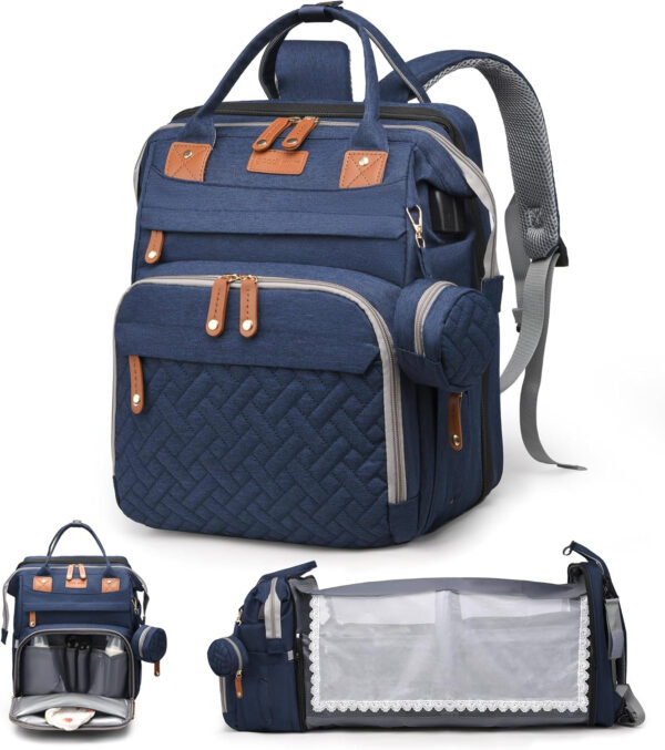 Diaper Bag Backpack, Multifunction Waterproof Diaper Bag for Baby, with Diaper Changing Station, Newborn Essentials Must Haves, Baby Portable Bag, Unisex, RGB