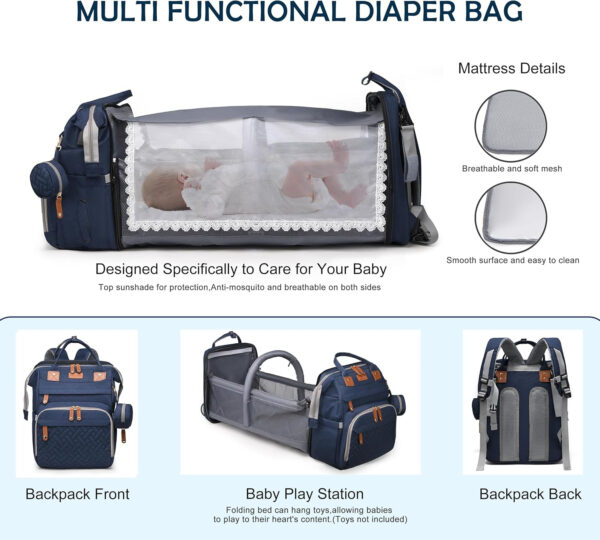 Diaper Bag Backpack, Multifunction Waterproof Diaper Bag for Baby, with Diaper Changing Station, Newborn Essentials Must Haves, Baby Portable Bag, Unisex, RGB