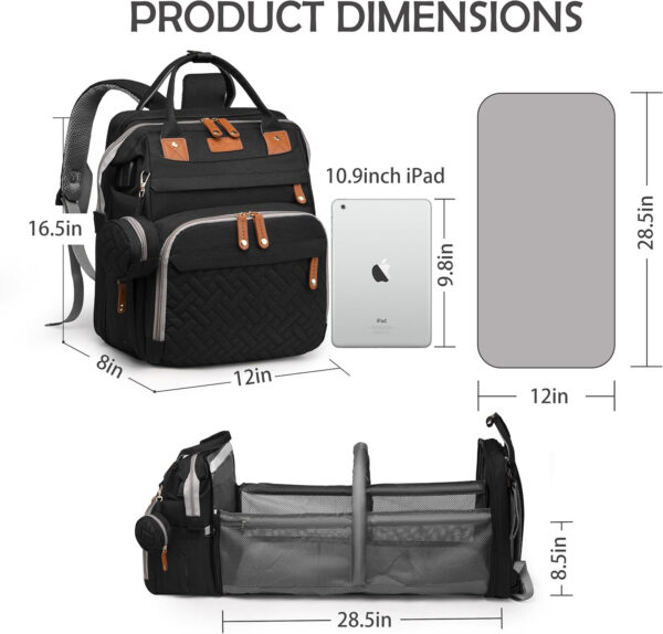 Diaper Bag Backpack, Multifunction Waterproof Diaper Bag for Baby, with Diaper Changing Station, Newborn Essentials Must Haves, Baby Portable Bag, Unisex, RGB