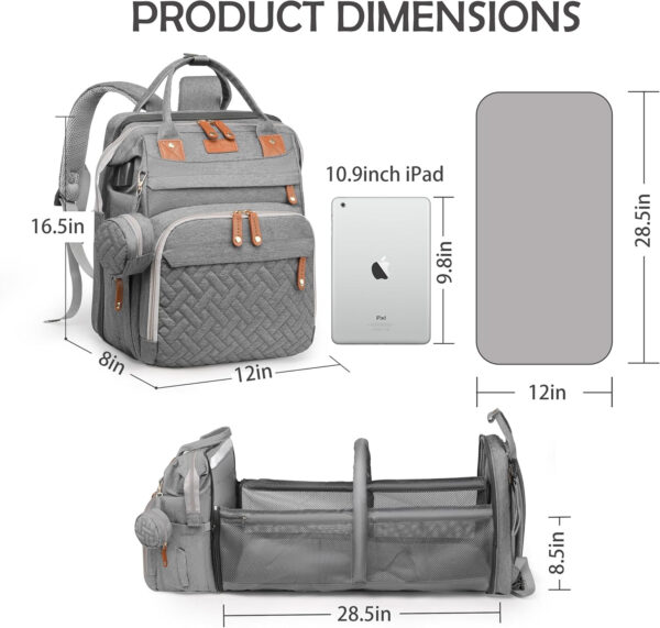 Diaper Bag Backpack, Multifunction Waterproof Diaper Bag for Baby, with Diaper Changing Station, Newborn Essentials Must Haves, Baby Portable Bag, Unisex, RGB