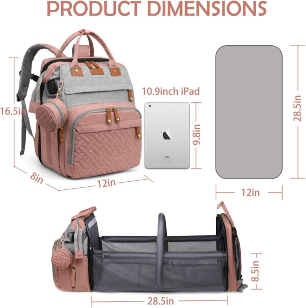 Diaper Bag Backpack, Multifunction Waterproof Diaper Bag for Baby, with Diaper Changing Station, Newborn Essentials Must Haves, Baby Portable Bag, Unisex, RGB