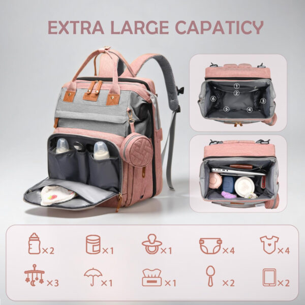 Diaper Bag Backpack, Multifunction Waterproof Diaper Bag for Baby, with Diaper Changing Station, Newborn Essentials Must Haves, Baby Portable Bag, Unisex, RGB