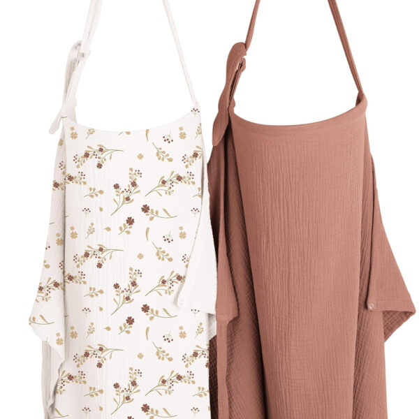 688c1d66d98b127db902f7134e9ec8783a85c275c64b1a6b58e49.jpg Konssy 2-Pack Muslin Nursing Cover Up for Breastfeeding Moms with Rigid Hoop, 100% Cotton, Lightweight & Breathable Breastfeeding Cover, Adjustable & Comfort